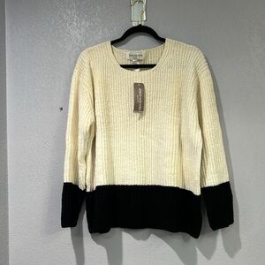 Y2K Jones New York Sport Sweater Adult White Color Block Cotton Womens Size L